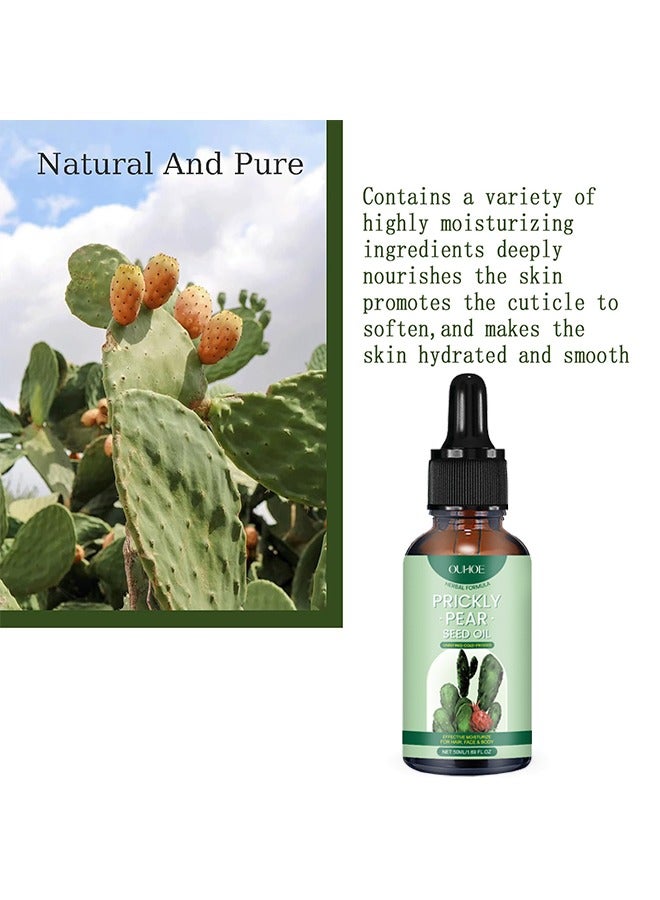 OUHOE Prickly Pear Seed Oil, Organic Prickly Pear Oil, Cactus Facial Essence, Prickly Pear Seed Oil Skin Moisturizer, for Skin, Face, Hair 50ml  - Image 2