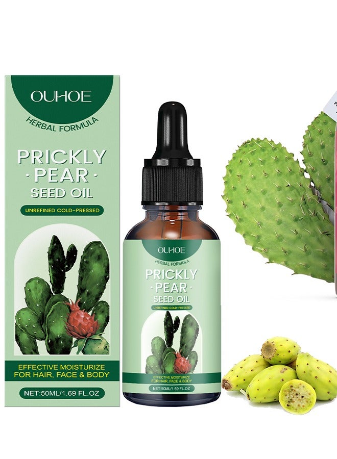 OUHOE Prickly Pear Seed Oil, Organic Prickly Pear Oil, Cactus Facial Essence, Prickly Pear Seed Oil Skin Moisturizer, for Skin, Face, Hair 50ml  - Image 1