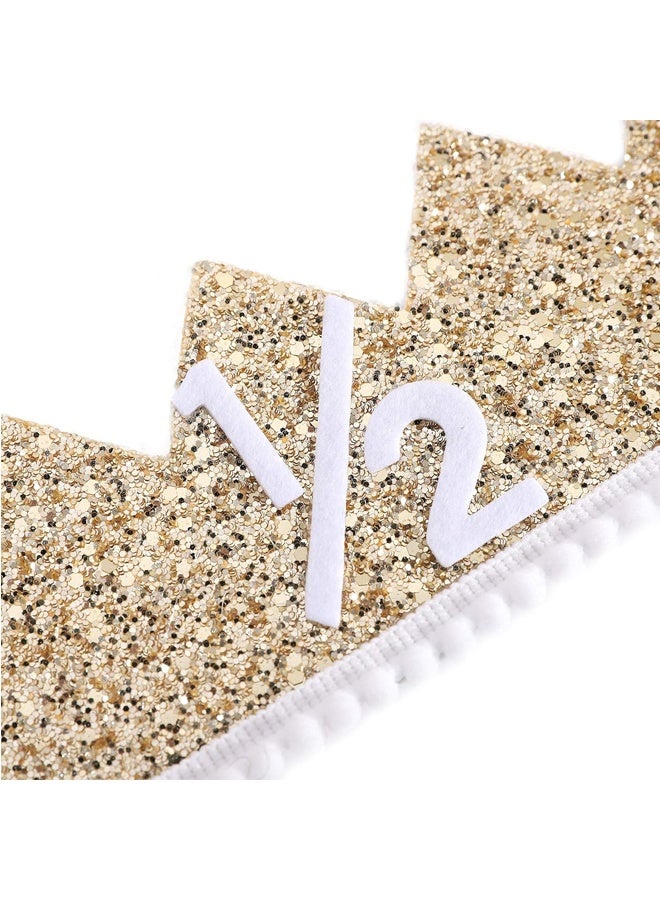 Half Birthday Party Crown - 1/2 Golden birthday Party hat, Happy Birthday Crown for Children, Party photo props, Party decoration - Image 5