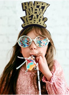 ThePartyPopper Pack of 3 New Year Glitter Gold Headband Christmas Headwear New Year Party Photo Props  - Image 3