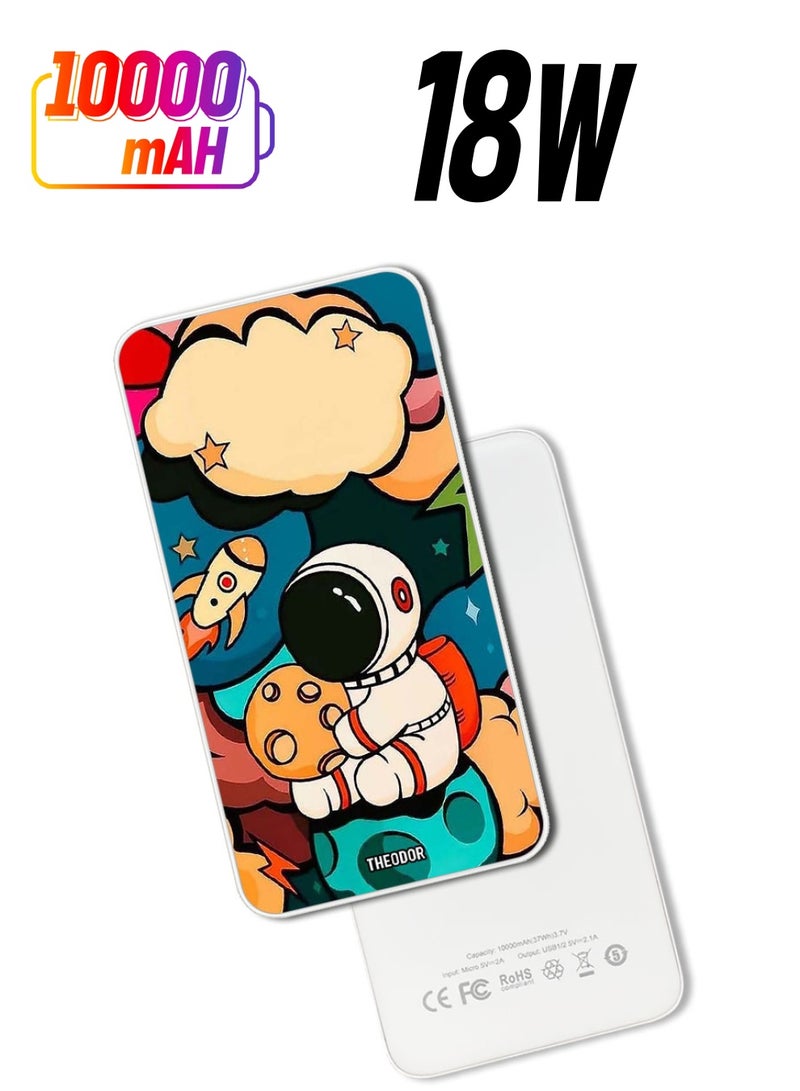 Theodor 10,000 mAh Super Fast Charging Ultra Compact Power Bank with Quick Charge & Power Delivery, Portable Charger For iPhone and Android Astronaut Cheese - Image 1