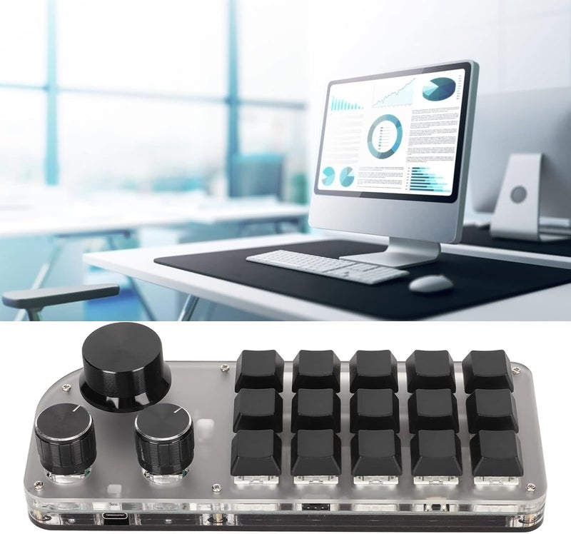 klarako Programmable Keyboard 3 Knobs 15 Keys Portable Connected RGB DIY Mechanical Gaming Keypad Multifunctional for Office Laboratory Gaming - Image 2