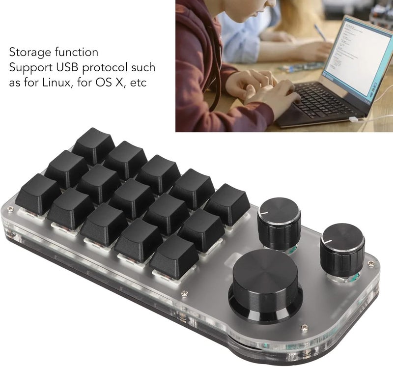 klarako Programmable Keyboard 3 Knobs 15 Keys Portable Connected RGB DIY Mechanical Gaming Keypad Multifunctional for Office Laboratory Gaming - Image 5