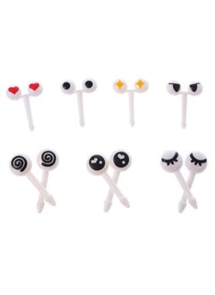 Spaceshoop 10Pcs Cartoon Eye Fruit Fork Toothpick Tableware Bento Lunch Box Decor Plastic  - Image 1
