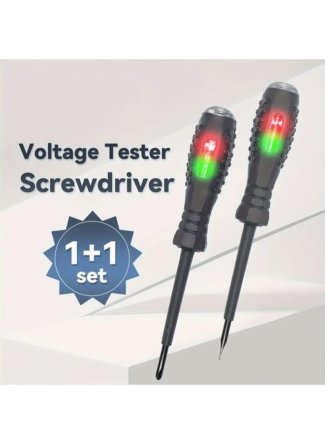 2pcs Voltage Tester Screwdriver Pen Phillips Flat Head Electrical Tool - Image 5