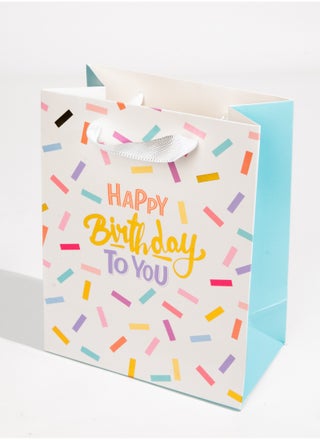 Happy Birthday White Confetti Medium Gift Bag