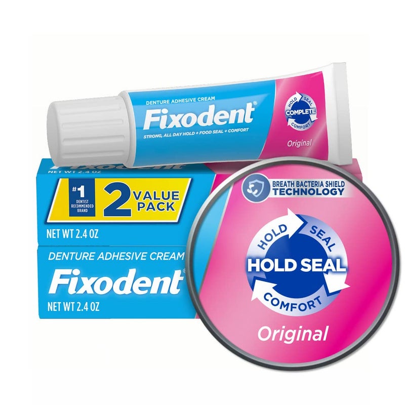 Fixodent Complete Original Denture Adhesive Cream, 2.4 oz, Pack of 2 - Image 1