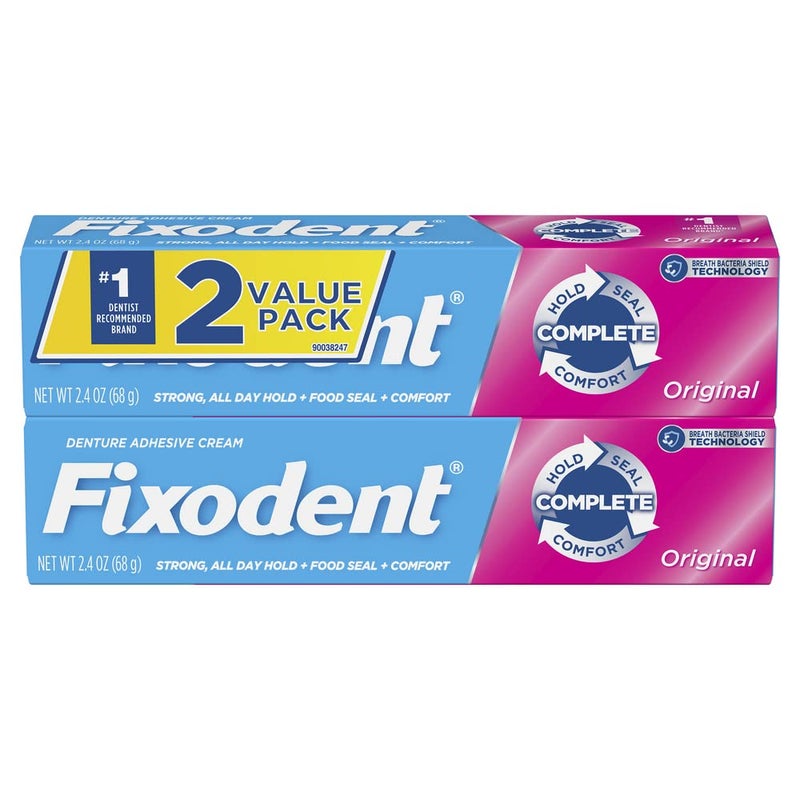 Fixodent Complete Original Denture Adhesive Cream, 2.4 oz, Pack of 2 - Image 2