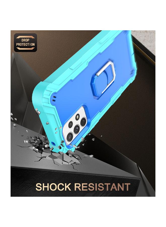 S-TOP Case For Samsung Galaxy A52 5G / 4G PC + Rubber 3-layers Shockproof Protective Case with Rotating Holder - Image 5
