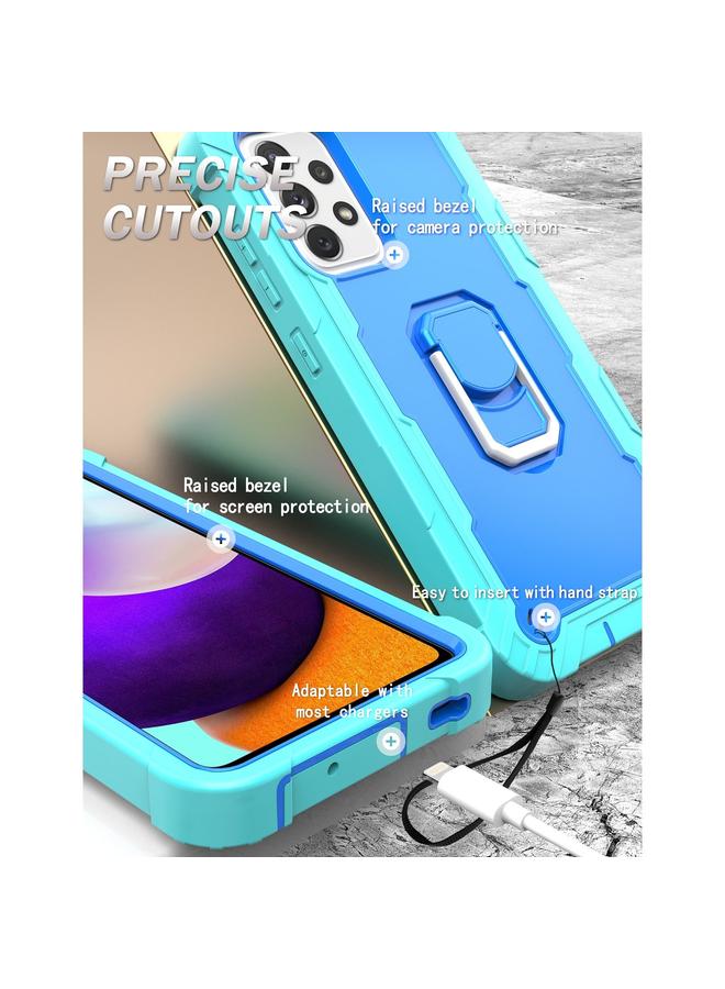 S-TOP Case For Samsung Galaxy A52 5G / 4G PC + Rubber 3-layers Shockproof Protective Case with Rotating Holder - Image 4