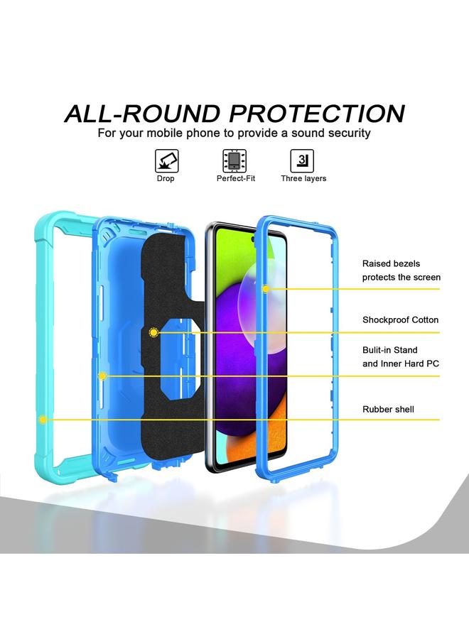 S-TOP Case For Samsung Galaxy A52 5G / 4G PC + Rubber 3-layers Shockproof Protective Case with Rotating Holder - Image 3