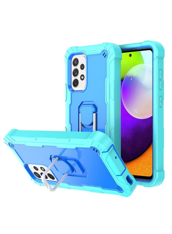 S-TOP Case For Samsung Galaxy A52 5G / 4G PC + Rubber 3-layers Shockproof Protective Case with Rotating Holder - Image 1