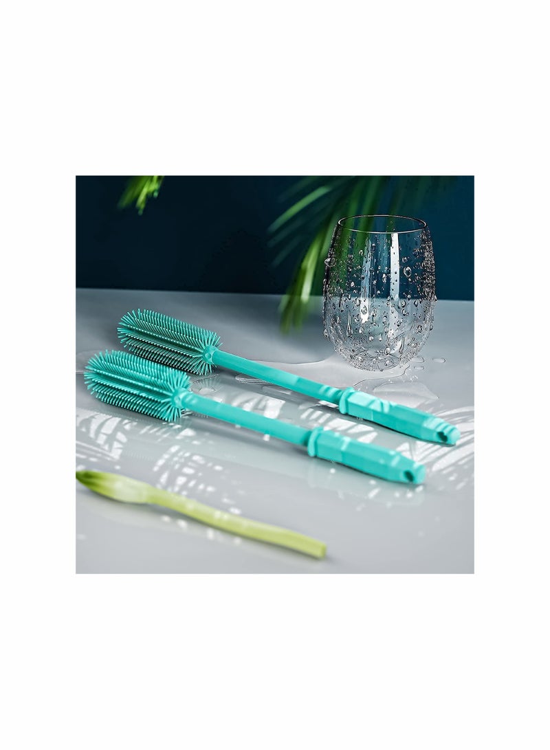 SOLARAE 2 Pack Silicone Bottle Cleaning Brush with 16‚ÄùLong Water Bottle Brush Cleaner Brush for Hydro Flask, Glassware, Vases, Water Bottle Cleaner Brush for Narrow Neck Containers - Image 3
