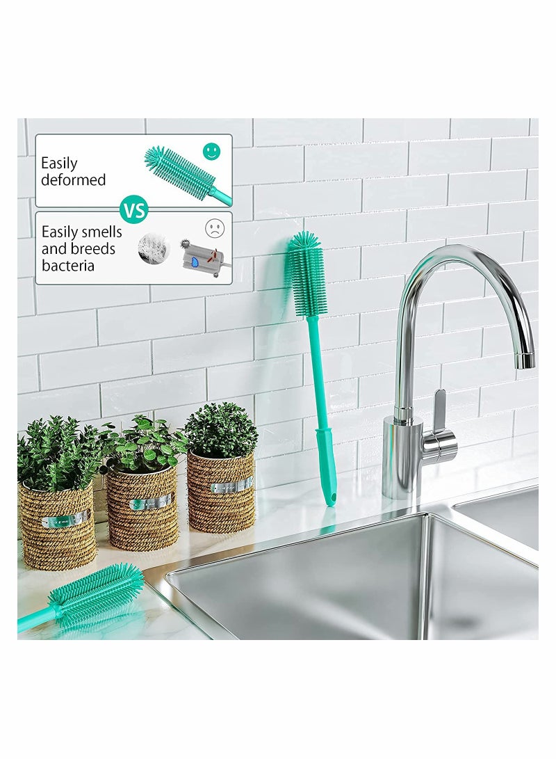 SOLARAE 2 Pack Silicone Bottle Cleaning Brush with 16‚ÄùLong Water Bottle Brush Cleaner Brush for Hydro Flask, Glassware, Vases, Water Bottle Cleaner Brush for Narrow Neck Containers - Image 4