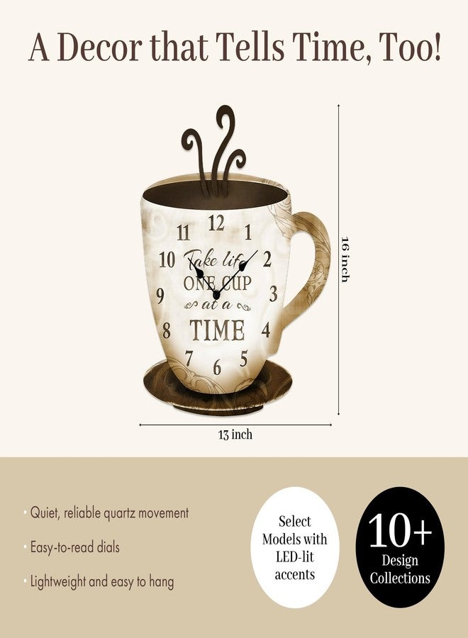 Young's Inc Young's Wood Take Life Coffee Wall Clock, 13.75",14098,Brown - Image 2