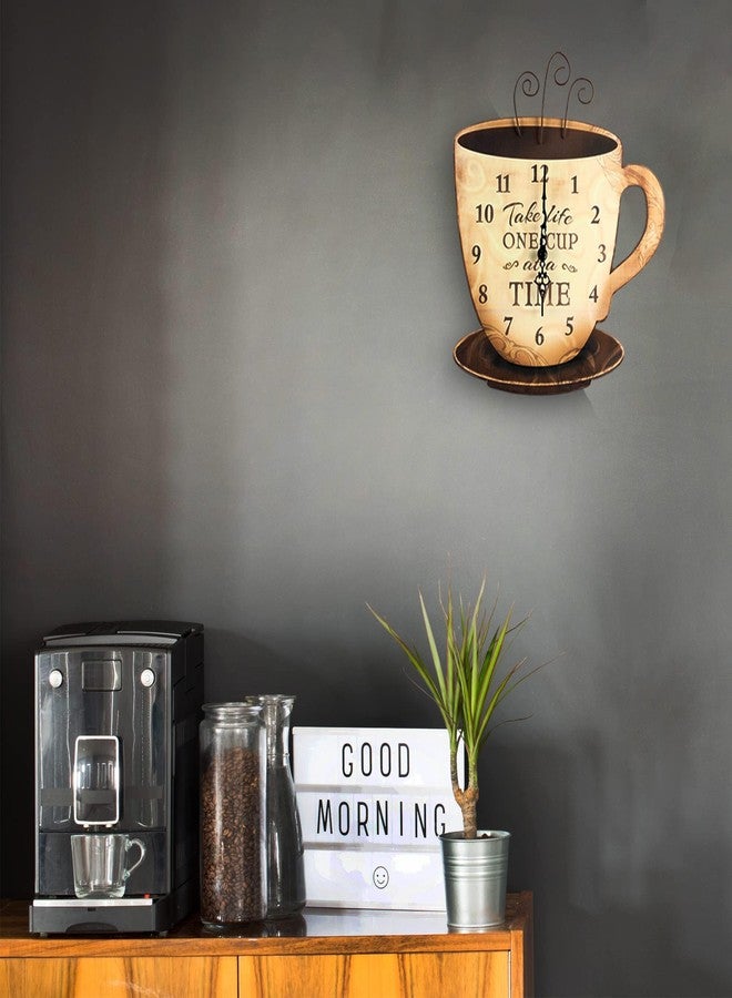 Young's Inc Young's Wood Take Life Coffee Wall Clock, 13.75",14098,Brown - Image 3