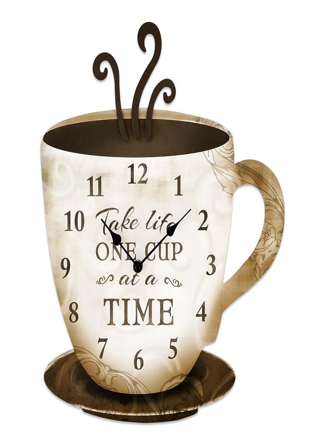 Young's Inc Young's Wood Take Life Coffee Wall Clock, 13.75",14098,Brown - Image 1