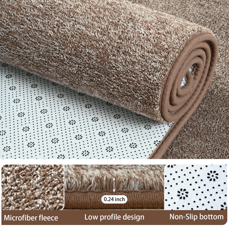 AROGAN Washable 5Ã—7 Living Room Rug, Modern Area Rugs with Soft Memory Foam for Bedroom, Minimalist Non-Slip Indoor Floor Carpet for Dining Room Office Kids Playroom Decor, Matte Brown - Image 2