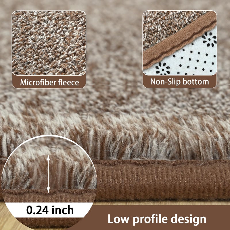 AROGAN Washable 5Ã—7 Living Room Rug, Modern Area Rugs with Soft Memory Foam for Bedroom, Minimalist Non-Slip Indoor Floor Carpet for Dining Room Office Kids Playroom Decor, Matte Brown - Image 4