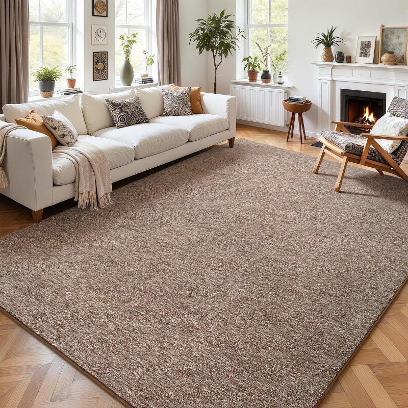 AROGAN Washable 5Ã—7 Living Room Rug, Modern Area Rugs with Soft Memory Foam for Bedroom, Minimalist Non-Slip Indoor Floor Carpet for Dining Room Office Kids Playroom Decor, Matte Brown - Image 1