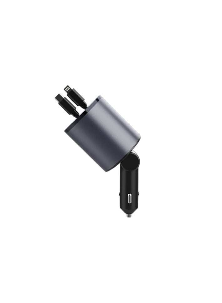 4-in-1 USB Car Charger Adapter, Fast Charging Type-C, 800mm Cable, LED Display, Compact Aluminium Design for Vehicles - Image 3