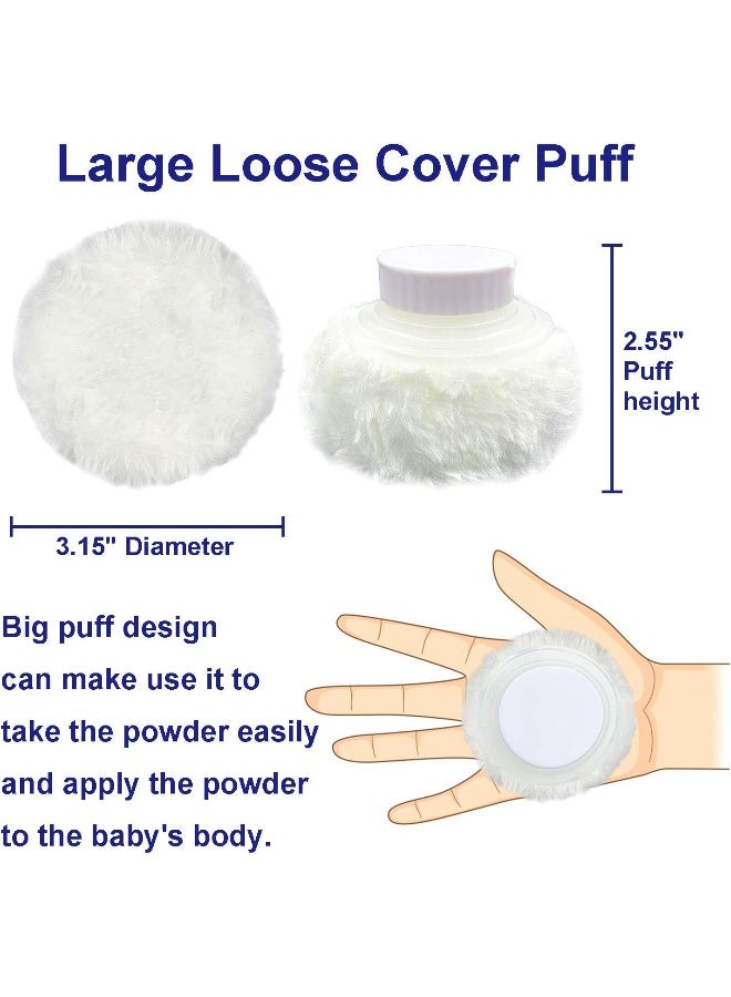 AURASIN Storage Body Powder Container, Large 3.5" Fluffy Body After-Bath Powder Case, Baby Care Face/Body Villus Powder Puff Box, Makeup Cosmetic Talcum Powder Container with Hand Holder (White) - Image 4