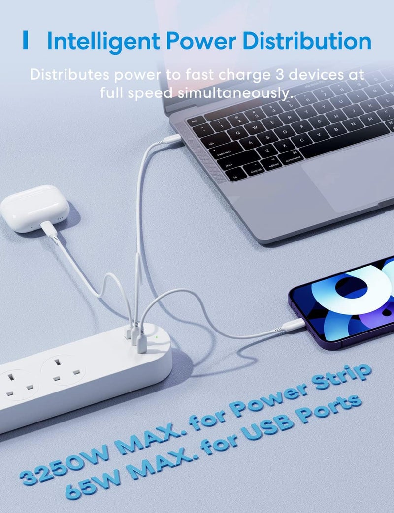 meross Smart Power Strip, 65W GaN Fast Charger, 4 Outlet + 2 USB C + 1 USB A, WiFi Plug with 2 PD Ports, Support Apple HomeKit, Alexa, Google Home and SmartThings, Voice/Remote Control, 2.4GHz Only - Image 4