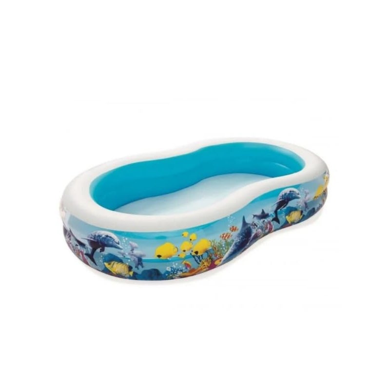 Inflatable Family Pool, Fish and Reef, 262 x 157 x 46 cm, Durable Vinyl, 54118 - Image 1