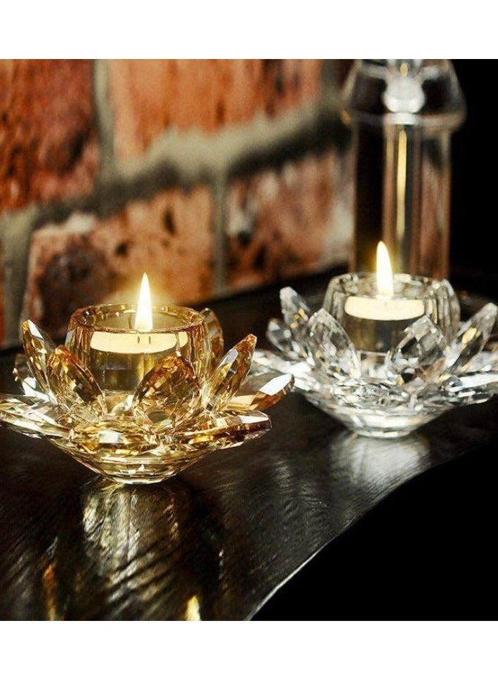 Clear crystal tealight candle holder in the shape of a lotus flower  - Image 2