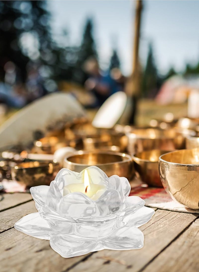 Clear crystal tealight candle holder in the shape of a lotus flower  - Image 3
