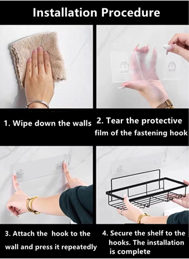 Kutis - 3-Pieces Bathroom Shelf Shower Shampoo Soap Organizer Wall Mounts Storage Rack Black - Image 1