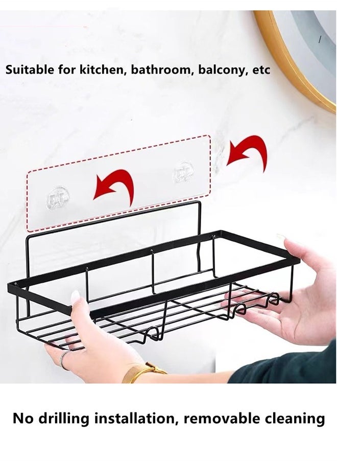 Kutis - 3-Pieces Bathroom Shelf Shower Shampoo Soap Organizer Wall Mounts Storage Rack Black - Image 1