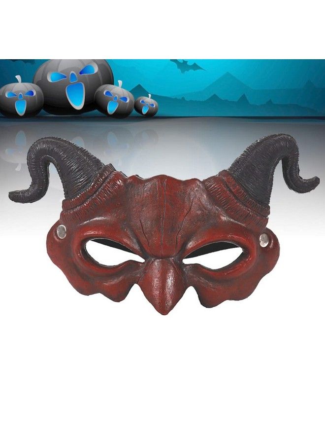 STOBOK قناع شيطان الهالوين نصف وجه مخيف، قناع شبح، قناع تنكري للوحش، لزي تنكري للهالوين، بني - Image 3