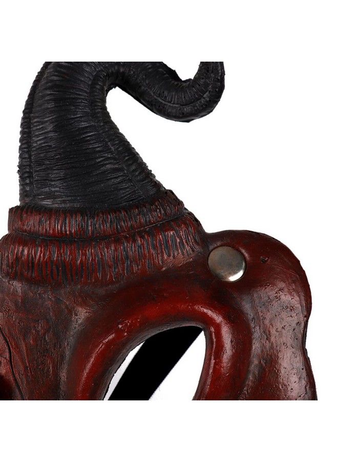 STOBOK قناع شيطان الهالوين نصف وجه مخيف، قناع شبح، قناع تنكري للوحش، لزي تنكري للهالوين، بني - Image 5