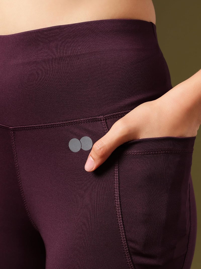 Clovia Women's Slim Yoga Pants (AB0090A15S_Purple_S) - Image 4