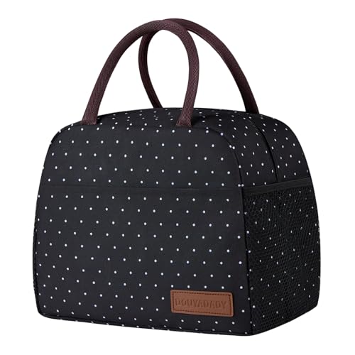 douyadady Lunch Bag WomenMen Lunch Box WomenMen black polka dot - Image 1