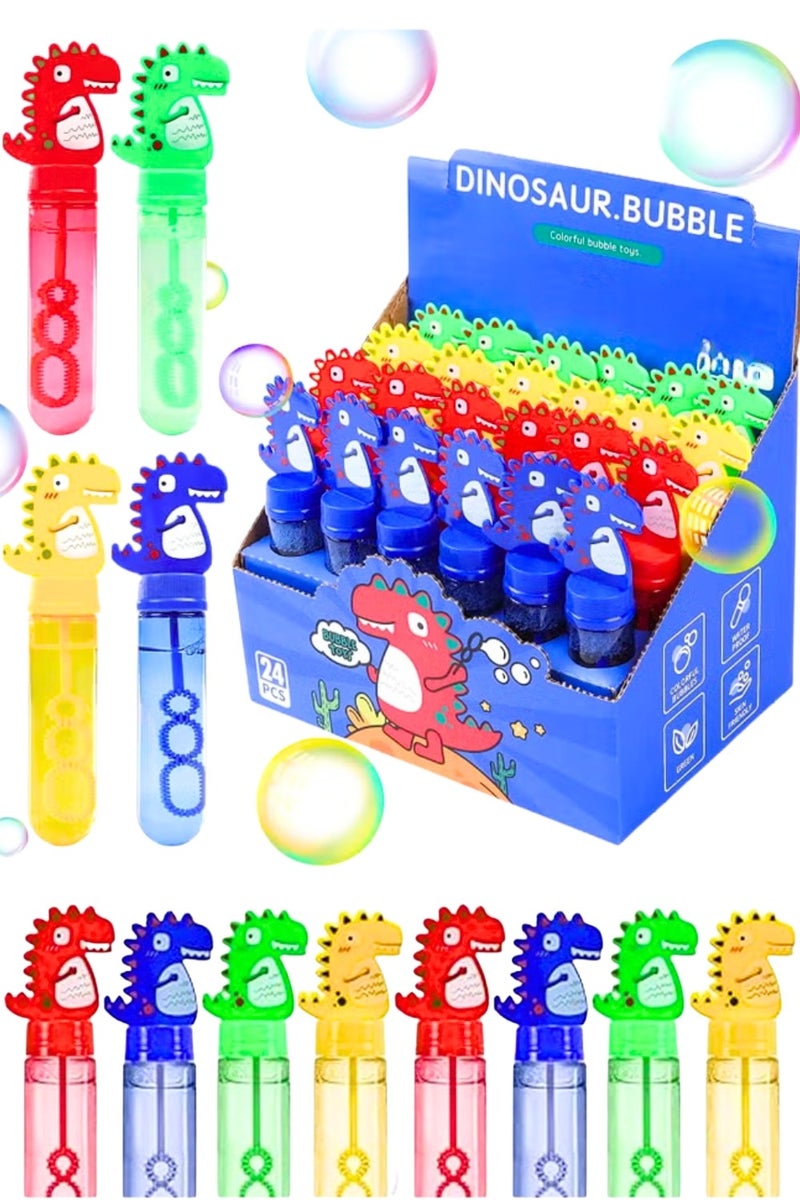 ZedPlay 24Pcs Dinosaur Bubble Wands,Bubble Wand Bulk for Kid,Dino Bubbles Party Favors for Boys Girls,Assortment Color Bubbles Wands for Dino Themed Birthday Gift Outdoors Activity with 8 Dinosaur Stickers - Image 1