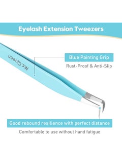 Ms.Queen S.Queen Volume Tweezers For Eyelash Extensions Fiber Tip Grip Lash Tweezers Lshape Boot Mega Volume Mink Lashes Tweezers Blue  - Image 5