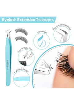 Ms.Queen S.Queen Volume Tweezers For Eyelash Extensions Fiber Tip Grip Lash Tweezers Lshape Boot Mega Volume Mink Lashes Tweezers Blue  - Image 4
