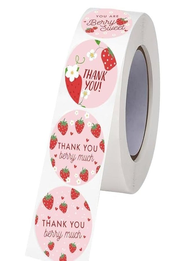 Dec Kitchenpro Thank You Stickers Roll 1.5 Inch – 1 Role Self Adhesive Labels for Small Business Packaging, Summer Birthday Baby Shower, Wedding Gift Wrap & Party Favor Sealing (Pink) - Image 1