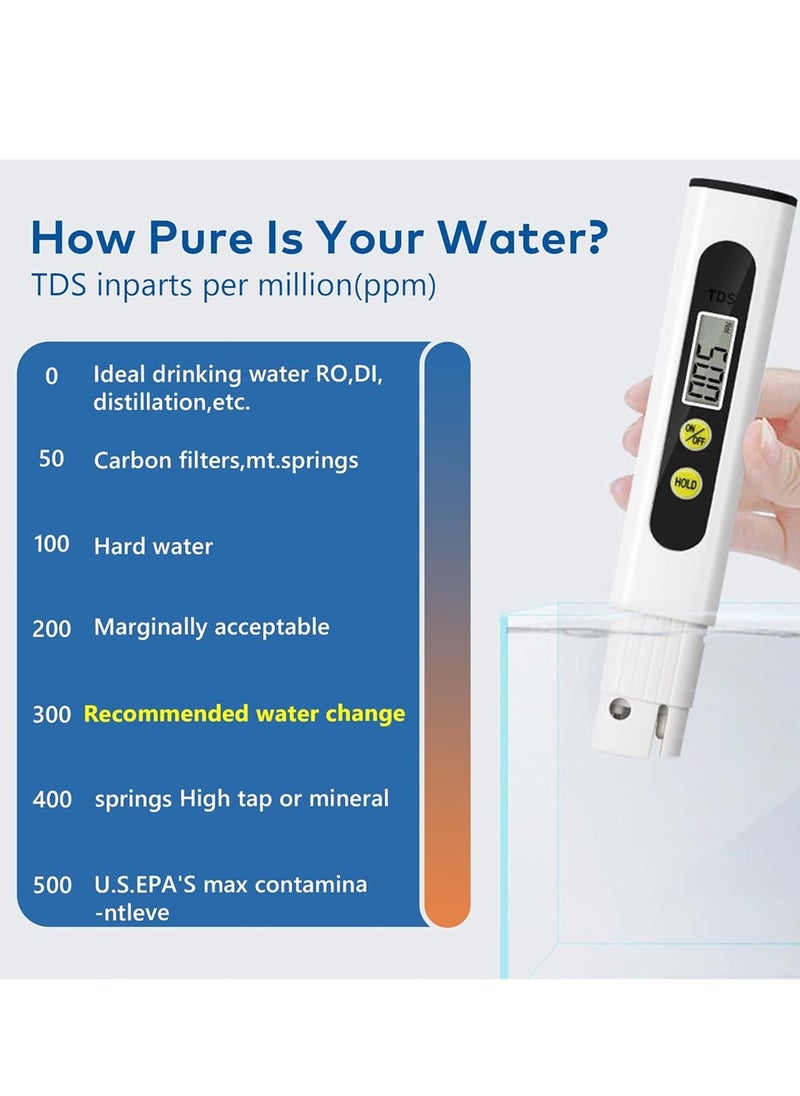 2 PCS TDS & pH Meter Set, Digital Water Quality Tester for Accurate pH and TDS Measurements, Ideal for Water Purity Testing