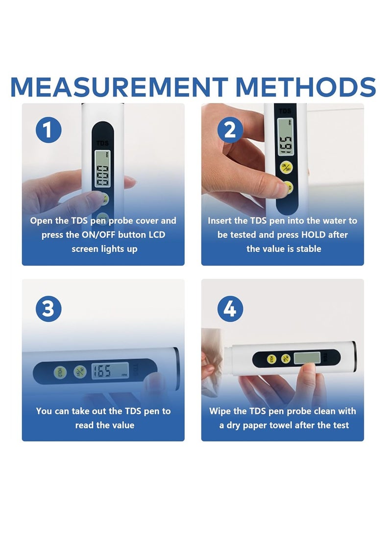 2 PCS TDS & pH Meter Set, Digital Water Quality Tester for Accurate pH and TDS Measurements, Ideal for Water Purity Testing