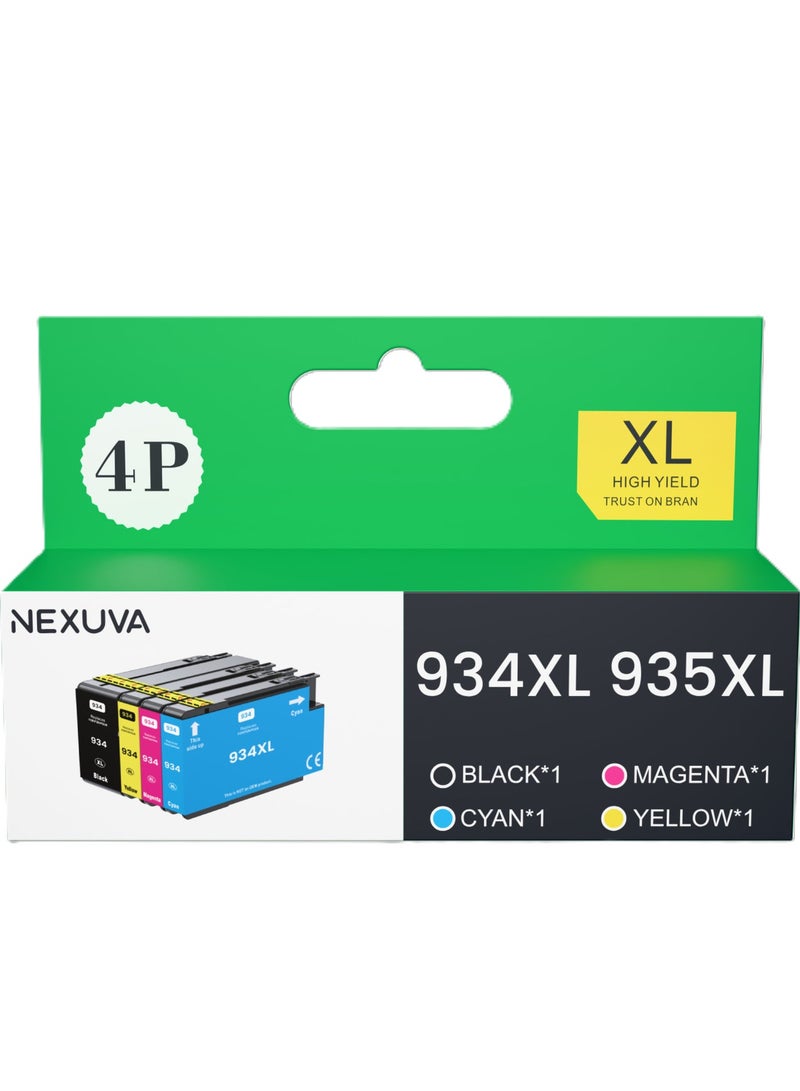 Nexuva Ink 934 935 934XL 935XL Compatible Ink Cartridges Multipack for HP Officejet Pro 6220 6812 6815 6820 Officejet Pro 6230 6830 6835 Printers (Black, Cyan, Magenta, Yellow) - Image 1