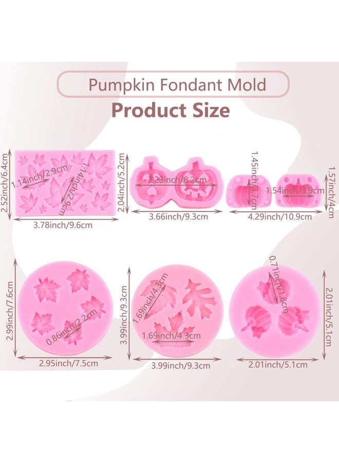 MIYAHOUSE Pumpkin Maple Leaves Fondant Mold Fall Thanksgiving Theme Silicone Mold Mini 3D Pumpkin Maple Leaves Mold For Cake Decoration Cupcake Topper Candy Chocolate Gum Paste Set Of 6 - Image 2