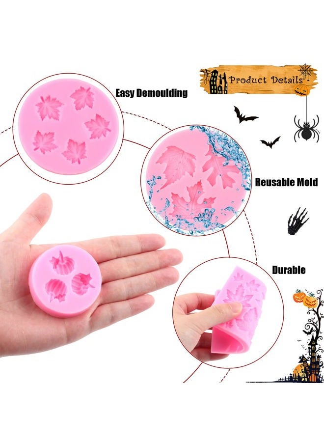 MIYAHOUSE Pumpkin Maple Leaves Fondant Mold Fall Thanksgiving Theme Silicone Mold Mini 3D Pumpkin Maple Leaves Mold For Cake Decoration Cupcake Topper Candy Chocolate Gum Paste Set Of 6 - Image 3