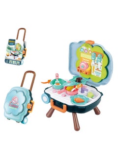 Swift Kitchen Toys Imitated Chef Light Music Pretend Cooking Food Play Dinnerware Set Safe Cute Children Girl Toy Gift Fun Game Toy Kitchen Convertible into Stand and Backpack  - Image 1