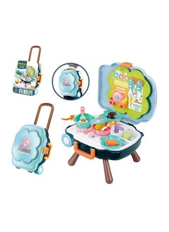 Swift Kitchen Toys Imitated Chef Light Music Pretend Cooking Food Play Dinnerware Set Safe Cute Children Girl Toy Gift Fun Game Toy Kitchen Convertible into Stand and Backpack  - Image 4