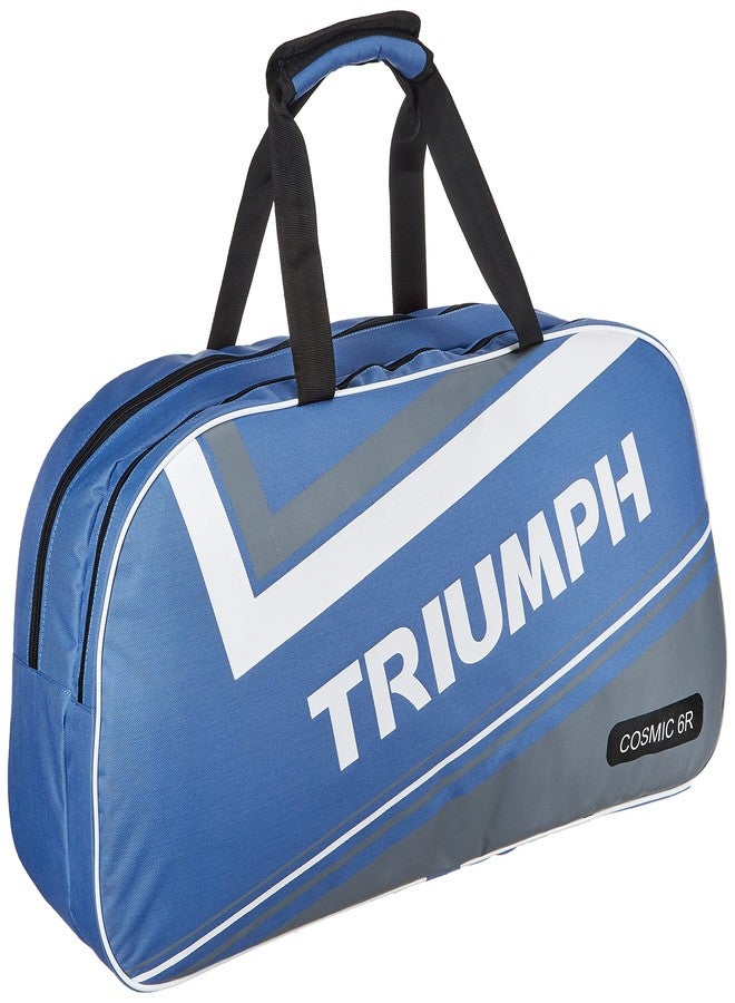 ترايامف مضرب تنس الريشة خفيف الوزن من مادة الجرافيت المركبة من تريومف سونيك مع حقيبة تنس الريشة ذات حجرتين من نوع كوزميك-6 آر، لون سماوي/رمادي - Image 3