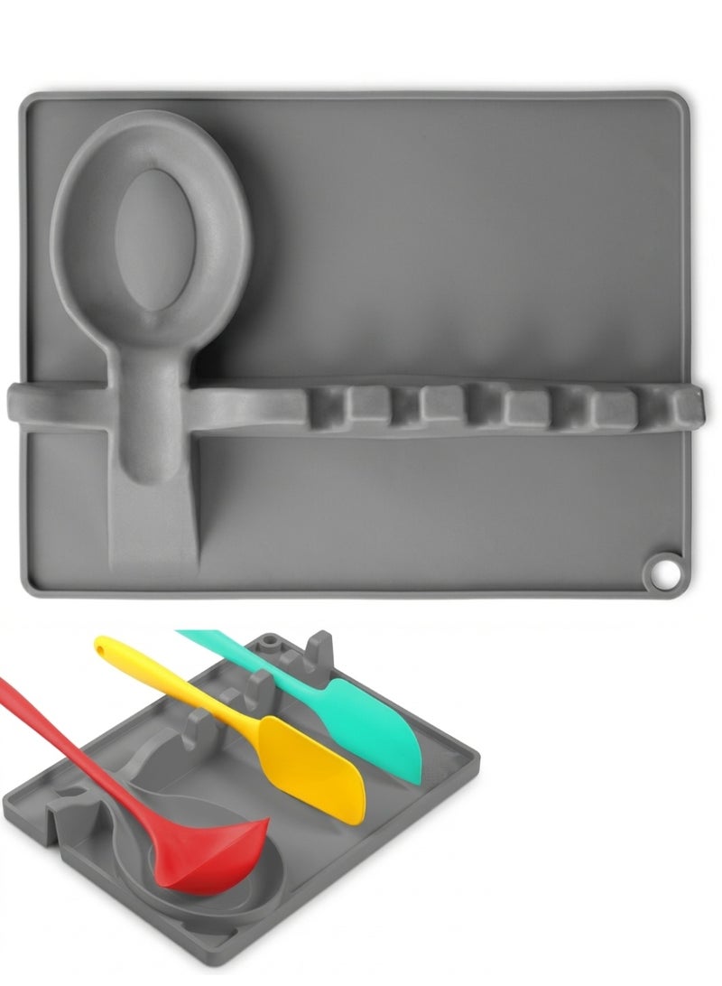 Silicone Spoon Rest and Utensil Holder with Drip Tray - Image 1