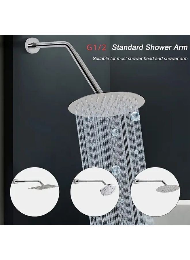 Chrome Shower Head Extension Arm 6 Inch Stainless Steel Enhances Water Flow Easy Install - Image 3